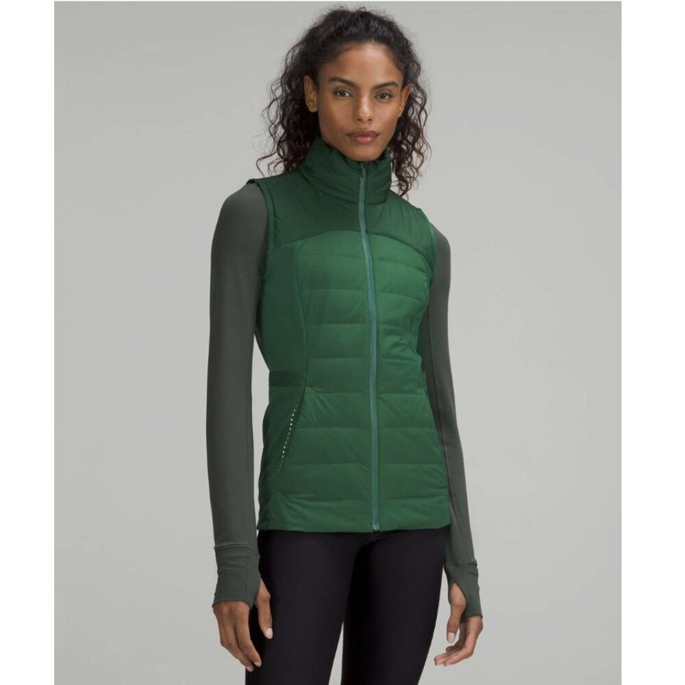 Lululemon Womens Down for It All Vest Size 4 Everglade Green Full Zip W4BY8S